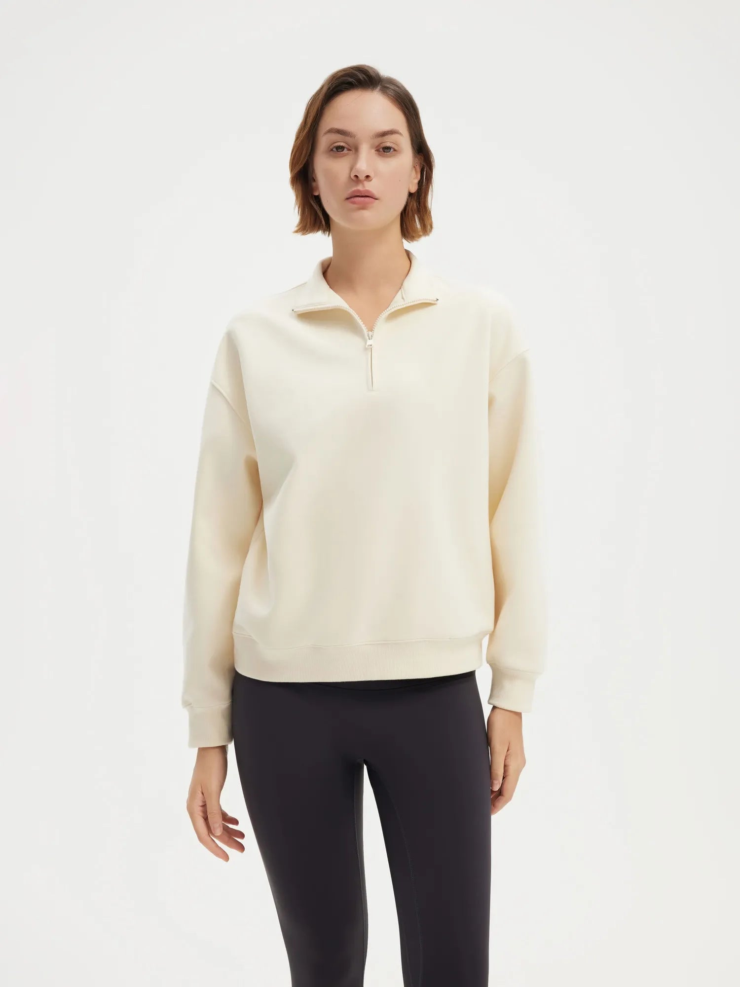 SUUKSESS Sweatshirts for Women Zipper Hoodies Fall Fashion Pullover Long Sleeve Shirts Thumb Holes Outfits Clothes-SUUKSESS-Beige-XS-SUUKSESS
