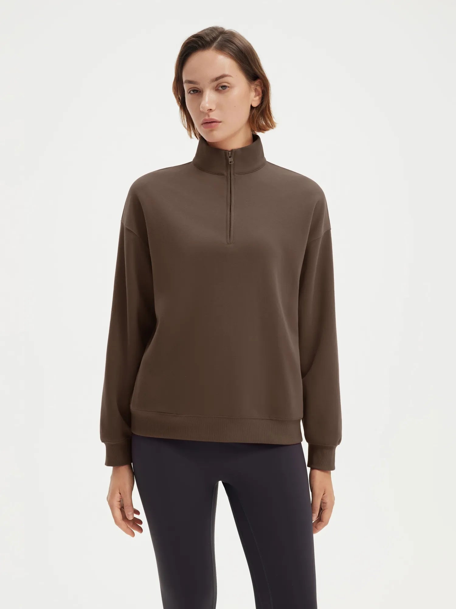 SUUKSESS Sweatshirts for Women Zipper Hoodies Fall Fashion Pullover Long Sleeve Shirts Thumb Holes Outfits Clothes-SUUKSESS-Brown-XS-SUUKSESS