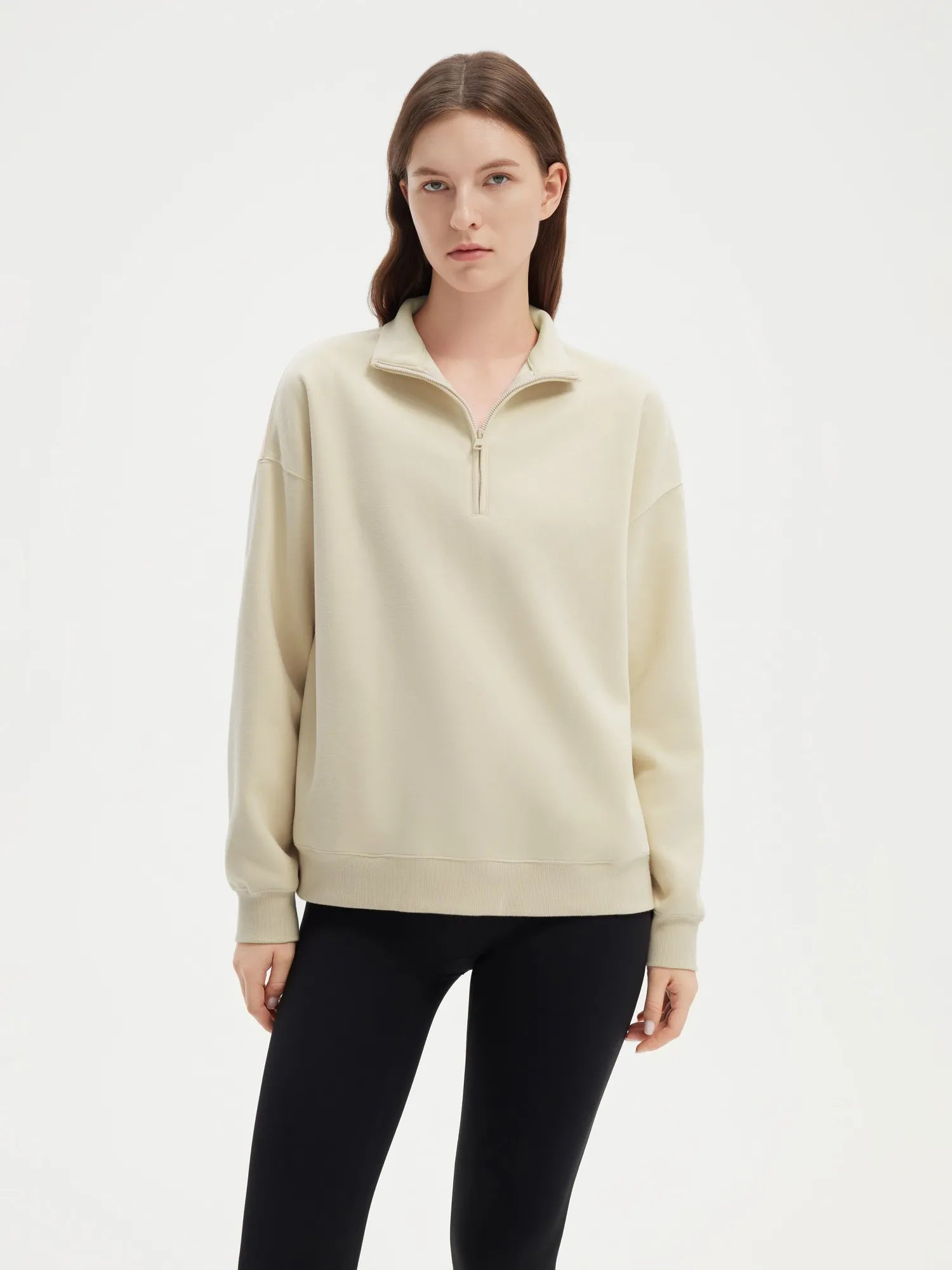 SUUKSESS Sweatshirts for Women Zipper Hoodies Fall Fashion Pullover Long Sleeve Shirts Thumb Holes Outfits Clothes-SUUKSESS-Cornsilk-XS-SUUKSESS