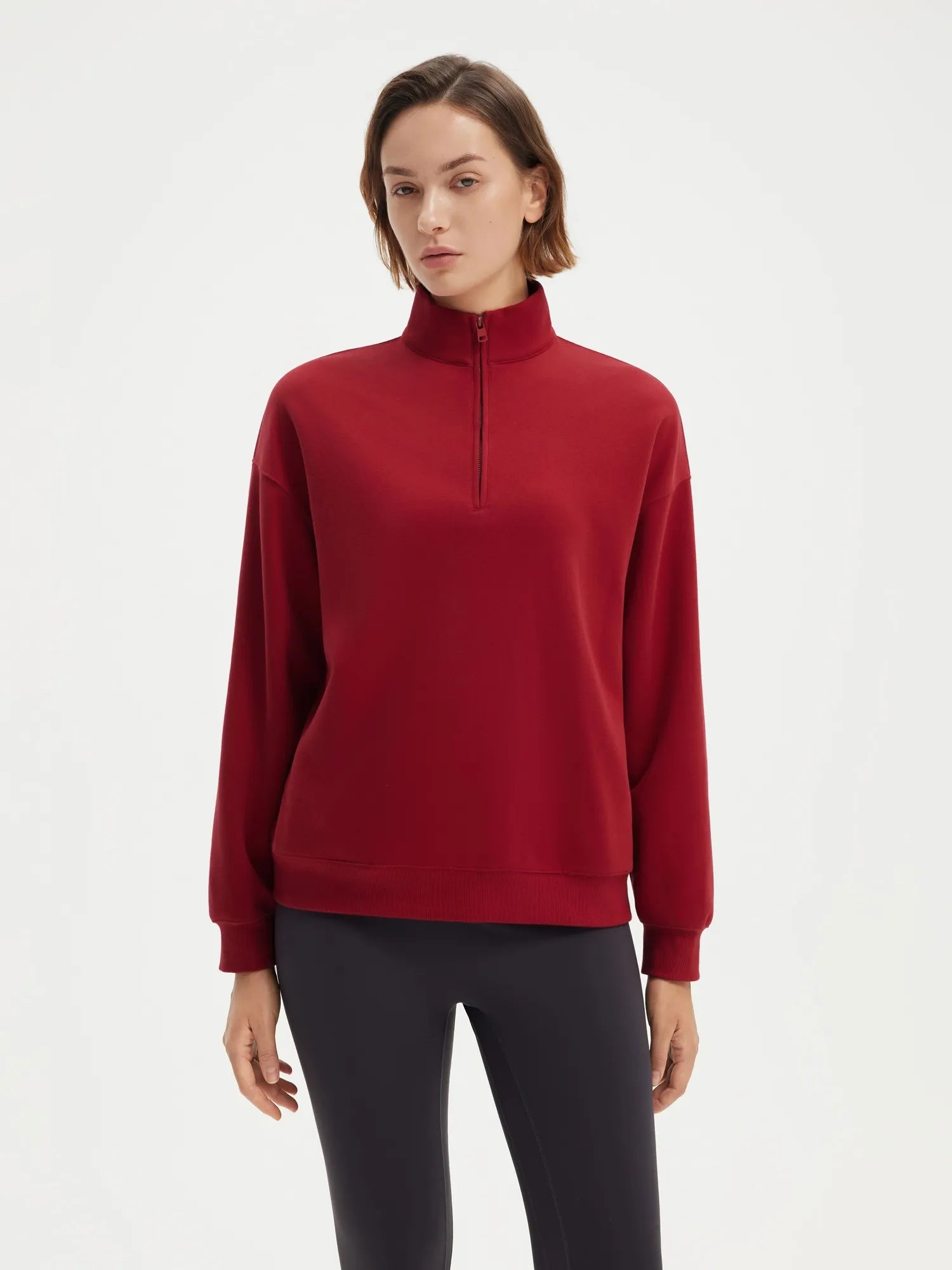 SUUKSESS Sweatshirts for Women Zipper Hoodies Fall Fashion Pullover Long Sleeve Shirts Thumb Holes Outfits Clothes-SUUKSESS-Wine-XS-SUUKSESS