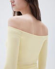 SUUKSESS Women Padded Off The Shoulder Tops Ribbed Long Sleeve Shirts Fall Basic-SUUKSESS-SUUKSESS