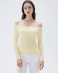 SUUKSESS Women Padded Off The Shoulder Tops Ribbed Long Sleeve Shirts Fall Basic-SUUKSESS-SUUKSESS