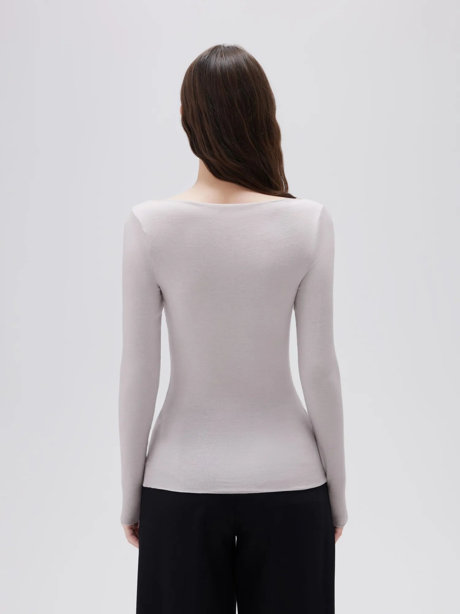 SUUKSESS Cloud Cashmere Women Boat Neck Fitted Long Sleeve Shirt Basic Knit Tops-SUUKSESS-SUUKSESS