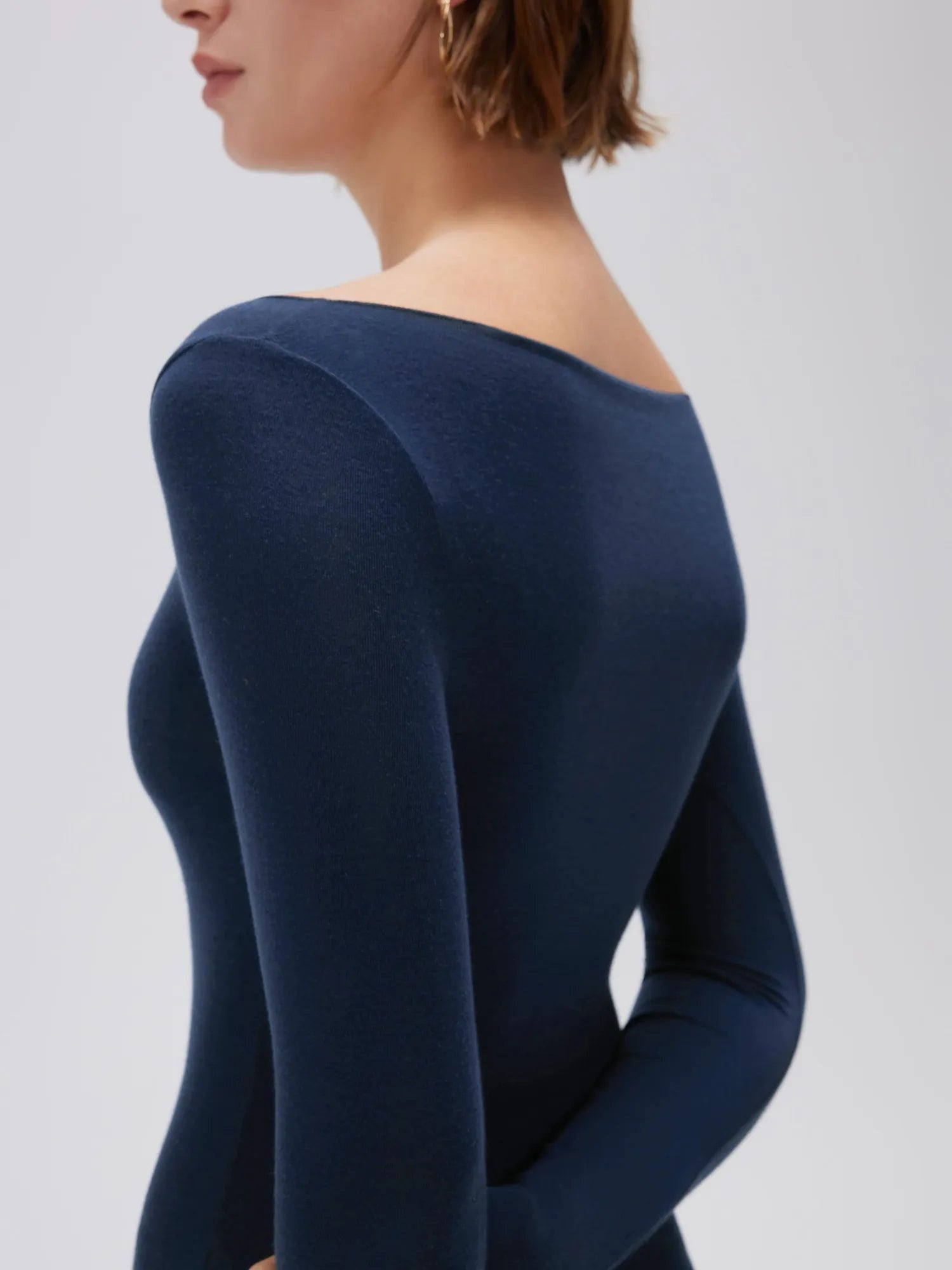 SUUKSESS Cloud Cashmere Women Boat Neck Fitted Long Sleeve Shirt Basic Knit Tops-SUUKSESS-SUUKSESS