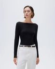 SUUKSESS Cloud Cashmere Women Basic Tops V Boat Neck Lace Long Sleeve Shirt