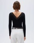 SUUKSESS Cloud Cashmere Women Basic Tops V Boat Neck Lace Long Sleeve Shirt