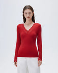 SUUKSESS Cloud Cashmere Women Basic Tops V Boat Neck Lace Long Sleeve Shirt
