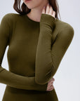 SUUKSESS Cloud Cashmere Women Crew Neck Fitted Long Sleeve Shirt Basic Knit Tops-SUUKSESS-SUUKSESS