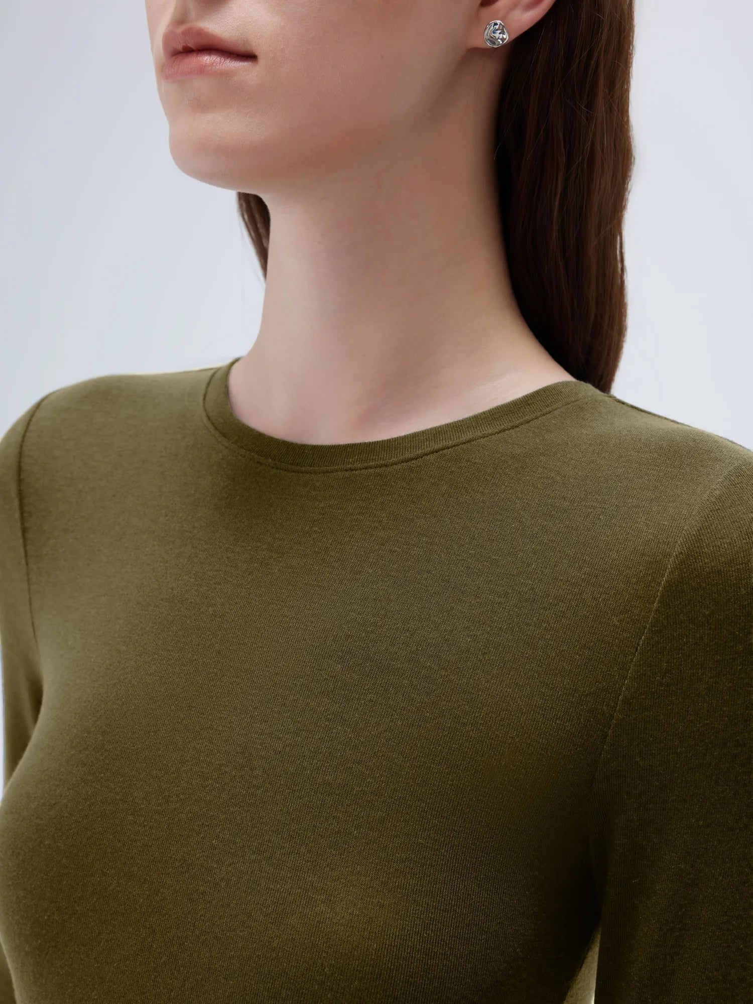 SUUKSESS Cloud Cashmere Women Crew Neck Fitted Long Sleeve Shirt Basic Knit Tops-SUUKSESS-SUUKSESS
