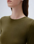 SUUKSESS Cloud Cashmere Women Crew Neck Fitted Long Sleeve Shirt Basic Knit Tops-SUUKSESS-SUUKSESS