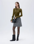 SUUKSESS Cloud Cashmere Women Crew Neck Fitted Long Sleeve Shirt Basic Knit Tops-SUUKSESS-SUUKSESS