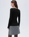 SUUKSESS Cloud Cashmere Women Crew Neck Fitted Long Sleeve Shirt Basic Knit Tops-SUUKSESS-SUUKSESS