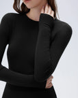 SUUKSESS Cloud Cashmere Women Crew Neck Fitted Long Sleeve Shirt Basic Knit Tops-SUUKSESS-SUUKSESS