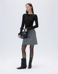 SUUKSESS Cloud Cashmere Women Crew Neck Fitted Long Sleeve Shirt Basic Knit Tops-SUUKSESS-SUUKSESS