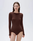 SUUKSESS Cloud Cashmere Women Crew Neck Fitted Long Sleeve Shirt Basic Knit Tops-SUUKSESS-SUUKSESS