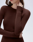 SUUKSESS Cloud Cashmere Women Crew Neck Fitted Long Sleeve Shirt Basic Knit Tops-SUUKSESS-SUUKSESS