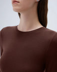 SUUKSESS Cloud Cashmere Women Crew Neck Fitted Long Sleeve Shirt Basic Knit Tops-SUUKSESS-SUUKSESS