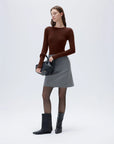 SUUKSESS Cloud Cashmere Women Crew Neck Fitted Long Sleeve Shirt Basic Knit Tops-SUUKSESS-SUUKSESS
