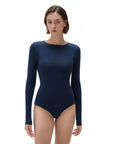 SUUKSESS Cloud Cashmere Women Crew Neck Fitted Long Sleeve Shirt Basic Knit Tops-SUUKSESS-Navy-XS-SUUKSESS