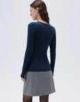 SUUKSESS Cloud Cashmere Women Crew Neck Fitted Long Sleeve Shirt Basic Knit Tops-SUUKSESS-SUUKSESS