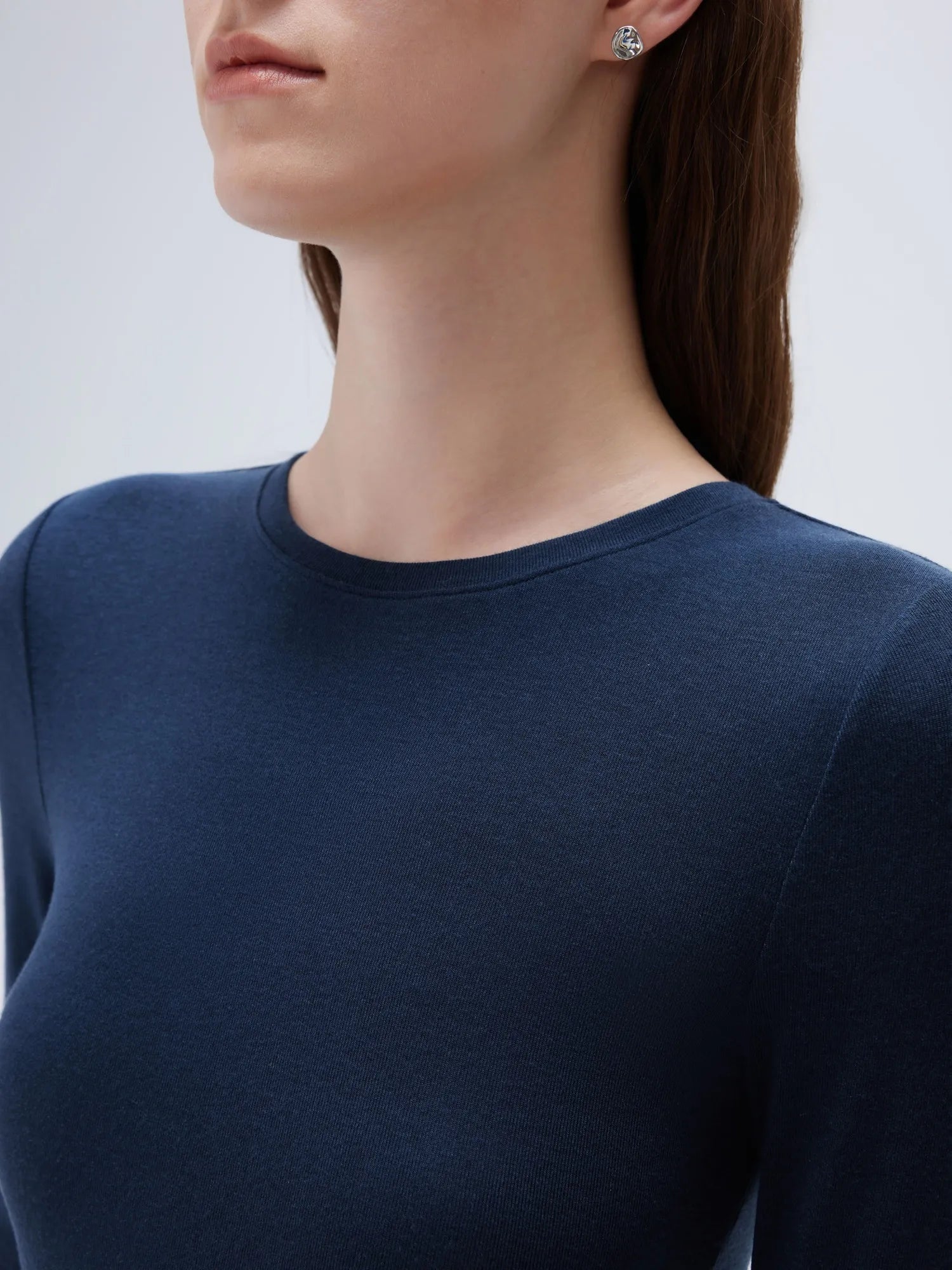 SUUKSESS Cloud Cashmere Women Crew Neck Fitted Long Sleeve Shirt Basic Knit Tops-SUUKSESS-SUUKSESS
