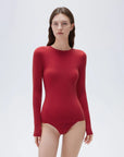 SUUKSESS Cloud Cashmere Women Crew Neck Fitted Long Sleeve Shirt Basic Knit Tops-SUUKSESS-SUUKSESS