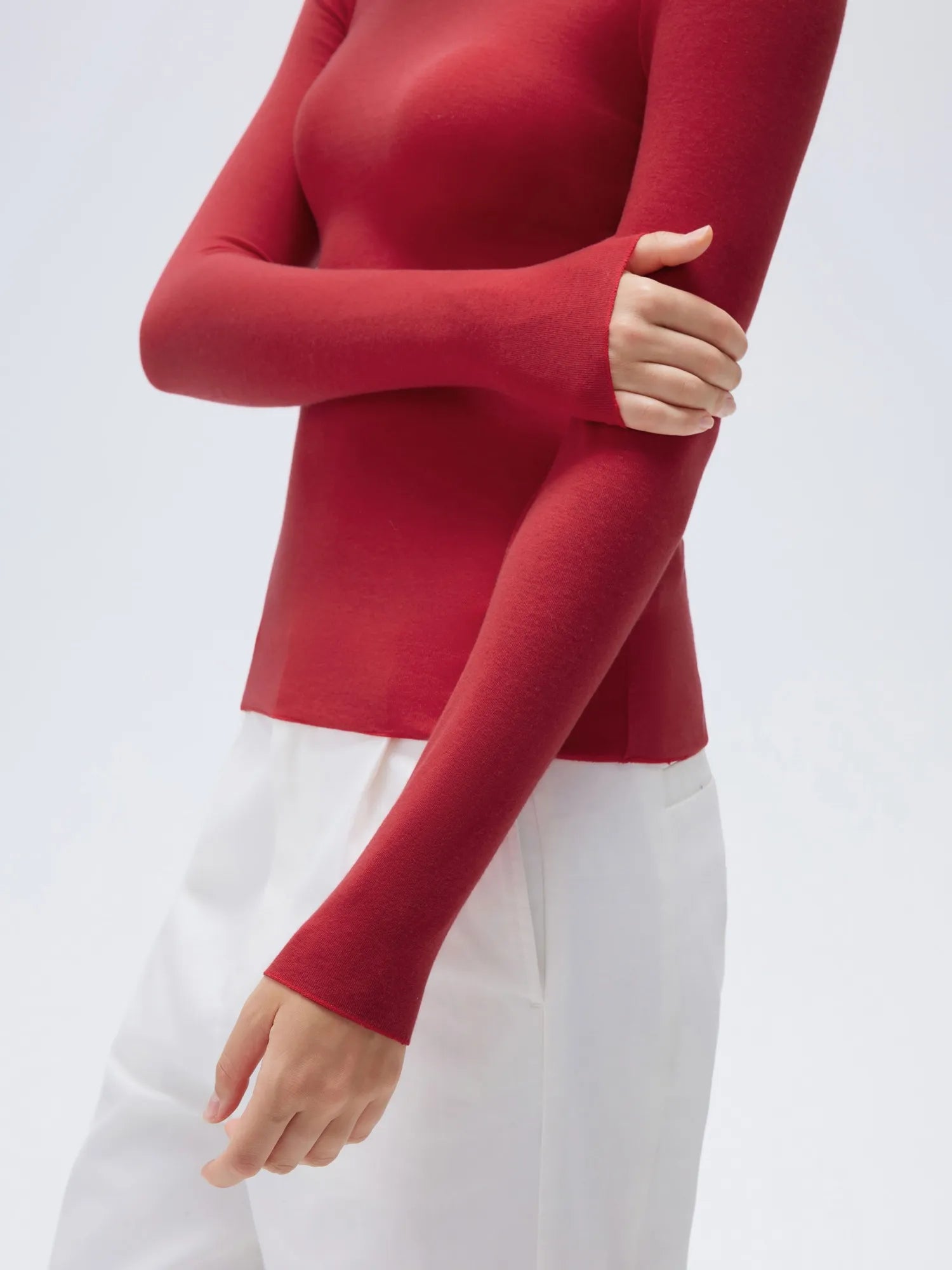 SUUKSESS Cloud Cashmere Women Crew Neck Fitted Long Sleeve Shirt Basic Knit Tops-SUUKSESS-SUUKSESS
