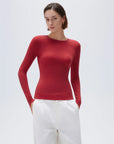 SUUKSESS Cloud Cashmere Women Crew Neck Fitted Long Sleeve Shirt Basic Knit Tops-SUUKSESS-SUUKSESS