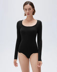 SUUKSESS Cloud Cashmere Women Scoop Neck Fitted Long Sleeve Shirt Basic Knit Tops-SUUKSESS-Black-XS-SUUKSESS