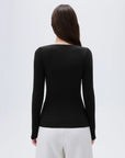 SUUKSESS Cloud Cashmere Women Scoop Neck Fitted Long Sleeve Shirt Basic Knit Tops-SUUKSESS-SUUKSESS