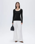 SUUKSESS Cloud Cashmere Women Scoop Neck Fitted Long Sleeve Shirt Basic Knit Tops-SUUKSESS-SUUKSESS