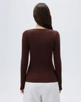 SUUKSESS Cloud Cashmere Women Scoop Neck Fitted Long Sleeve Shirt Basic Knit Tops-SUUKSESS-SUUKSESS