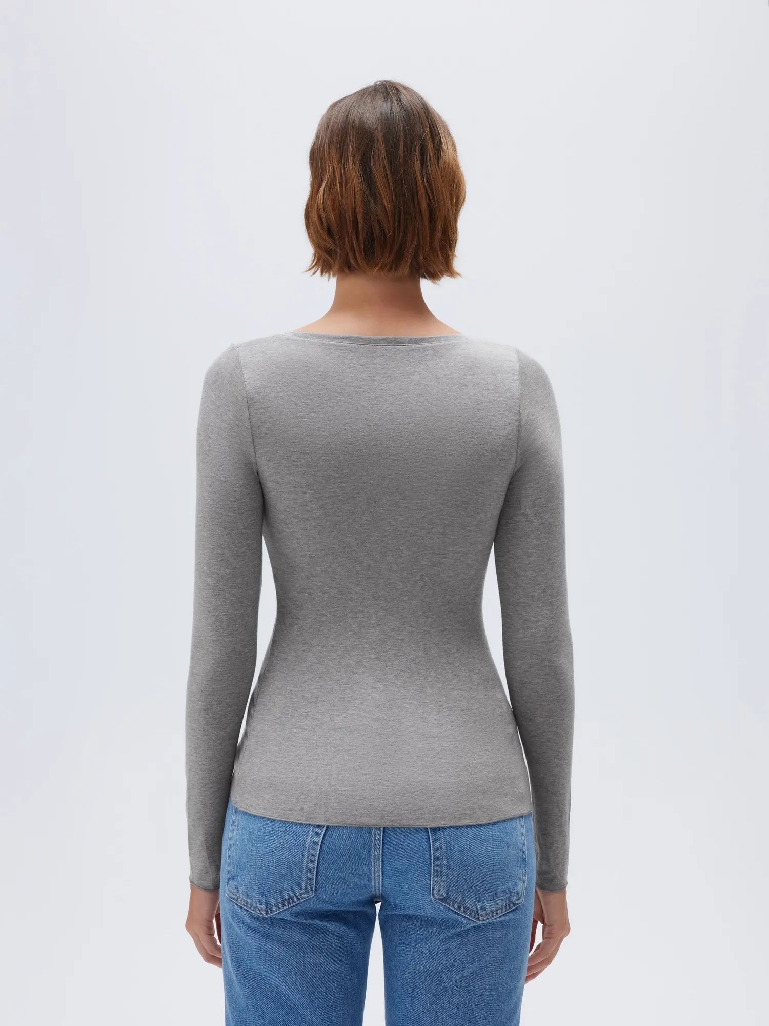 SUUKSESS Cloud Cashmere Women Scoop Neck Fitted Long Sleeve Shirt Basic Knit Tops-SUUKSESS-SUUKSESS