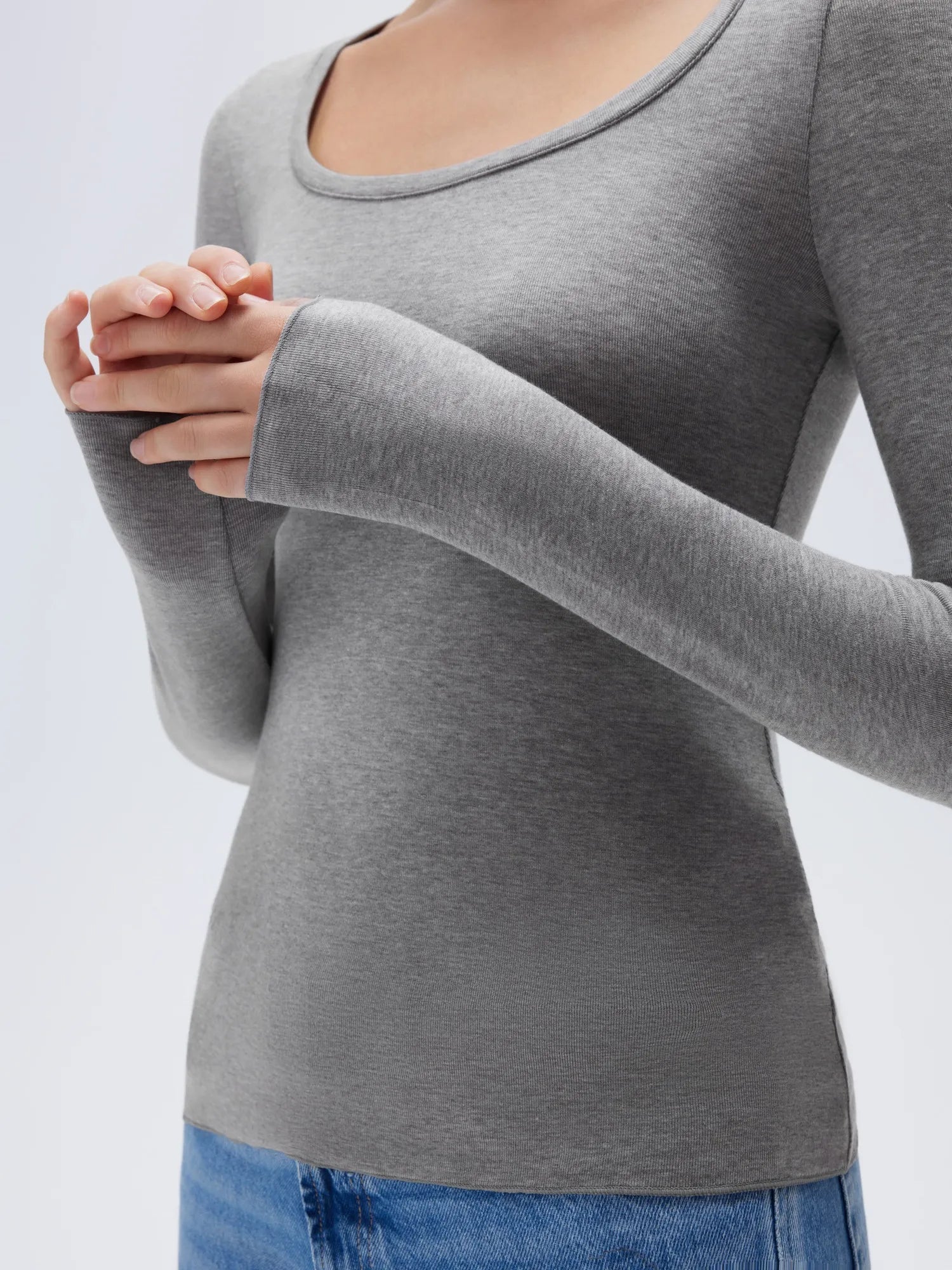 SUUKSESS Cloud Cashmere Women Scoop Neck Fitted Long Sleeve Shirt Basic Knit Tops-SUUKSESS-SUUKSESS