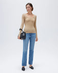 SUUKSESS Cloud Cashmere Women Scoop Neck Fitted Long Sleeve Shirt Basic Knit Tops-SUUKSESS-SUUKSESS