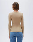 SUUKSESS Cloud Cashmere Women Scoop Neck Fitted Long Sleeve Shirt Basic Knit Tops-SUUKSESS-SUUKSESS