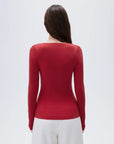 SUUKSESS Cloud Cashmere Women Scoop Neck Fitted Long Sleeve Shirt Basic Knit Tops-SUUKSESS-SUUKSESS