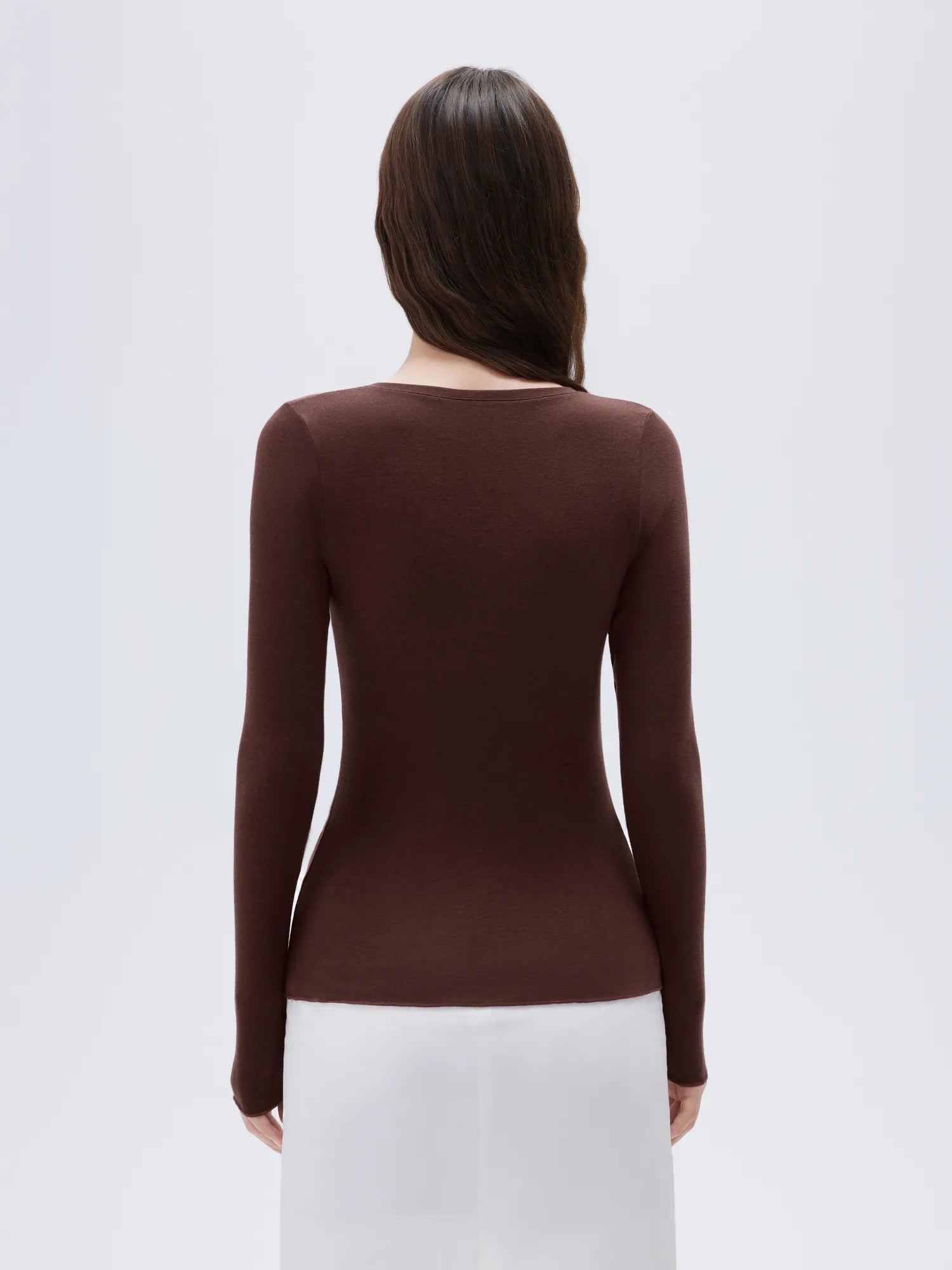 SUUKSESS Cloud Cashmere Women V Neck Fitted Long Sleeve Shirt Basic Soft Knit Tops-SUUKSESS-SUUKSESS