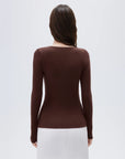 SUUKSESS Cloud Cashmere Women V Neck Fitted Long Sleeve Shirt Basic Soft Knit Tops-SUUKSESS-SUUKSESS