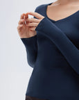 SUUKSESS Cloud Cashmere Women V Neck Fitted Long Sleeve Shirt Basic Soft Knit Tops-SUUKSESS-SUUKSESS