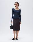 SUUKSESS Cloud Cashmere Women V Neck Fitted Long Sleeve Shirt Basic Soft Knit Tops-SUUKSESS-SUUKSESS
