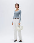 SUUKSESS Cloud Cashmere Women V Neck Fitted Long Sleeve Shirt Basic Soft Knit Tops-SUUKSESS-SUUKSESS