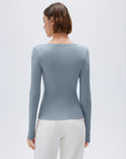 SUUKSESS Cloud Cashmere Women V Neck Fitted Long Sleeve Shirt Basic Soft Knit Tops-SUUKSESS-SUUKSESS