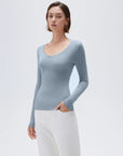SUUKSESS Cloud Cashmere Women V Neck Fitted Long Sleeve Shirt Basic Soft Knit Tops-SUUKSESS-SUUKSESS