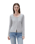 SUUKSESS Women Cotton Ribbed Long Sleeve Tops Button Down Crew Neck Lace Line Going Out Fitted Shirts-SUUKSESS-SUUKSESS