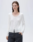 SUUKSESS Women Cotton Ribbed Long Sleeve Tops Button Down Crew Neck Lace Line Going Out Fitted Shirts-SUUKSESS-White-XS-SUUKSESS