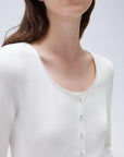 SUUKSESS Women Cotton Ribbed Long Sleeve Tops Button Down Crew Neck Lace Line Going Out Fitted Shirts-SUUKSESS-SUUKSESS