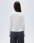SUUKSESS Women Cotton Ribbed Long Sleeve Tops Button Down Crew Neck Lace Line Going Out Fitted Shirts-SUUKSESS-SUUKSESS