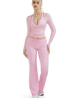 SUUKSESS Women Pilates Wrap Workout Cropped Top Ribbed Long Sleeve V Neck Tie Front Ballet Yoga Shrug Blouse-SUUKSESS-SUUKSESS