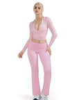 SUUKSESS Women Pilates Wrap Workout Cropped Top Ribbed Long Sleeve V Neck Tie Front Ballet Yoga Shrug Blouse-SUUKSESS-SUUKSESS